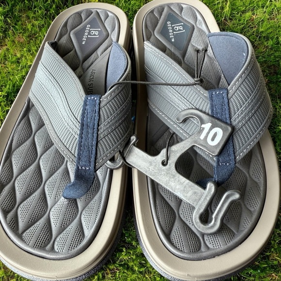 George Men's Thong Sandals Size 10 Gray Comfort Footbed Arch Support - Picture 4 of 6